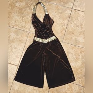 Velvet Halter Top with Sequin Trim